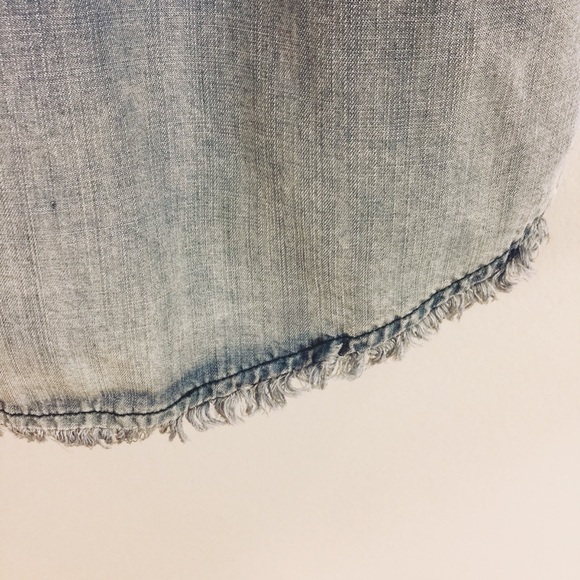 Rag Poets split hem fray edge chambray denim top - Picture 6 of 6
